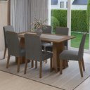 Ver imagem 1 de Conjunto Sala de Jantar Tampo de Madeira 6 Cadeiras Rustic/silver Soho Madesa