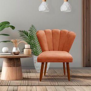Poltrona Cadeira Pétala Penteadeira - Dritex:suede Terracota