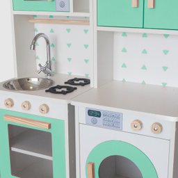 Kit Mini Cozinha Infantil com Geladeira e Máquina de Lavar - Verde Claro - 3