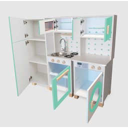 Kit Mini Cozinha Infantil com Geladeira e Máquina de Lavar - Verde Claro - 2