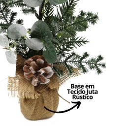 Arranjo Enfeite de Mesa Rústico Natal Folhagens e Pinha Natural 37cm - Magizi - 4