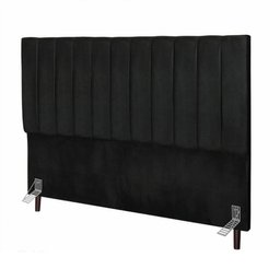 Cabeceira Estofada Cama Solteiro 100 Cm Esther Linho e Frame Cor:preto - 1