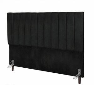 Cabeceira Estofada Cama Solteiro 100 Cm Esther Linho e Frame Cor:preto