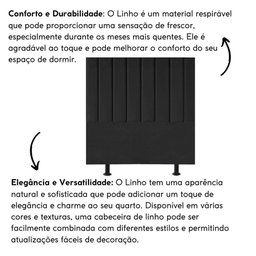 Cabeceira Estofada Cama Solteiro 100 Cm Esther Linho e Frame Cor:preto - 5