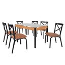 Ver imagem 2 de Conjunto Sala de Jantar Mesa 140cm x 77cm Tampo Vidro com 6 Cadeiras Karina Preto/Fosco/Caramelo