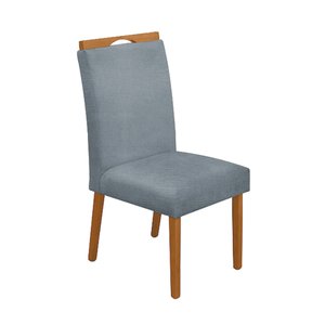 Cadeira de Jantar Madeira Maciça Cerejeira Premium Heloísa Linho Cinza