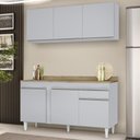 Ver imagem 1 de Armário de Cozinha com Balcão Dakota 6 Portas MDF-MDP 150cm Cinza Claro-Castanho Lumil Móveis