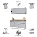 Ver imagem 6 de Armário de Cozinha com Balcão Dakota 6 Portas MDF-MDP 150cm Cinza Claro-Castanho Lumil Móveis