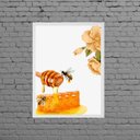 Ver imagem 1 de Quadro Decorativo Abelhas Com Mel 24x18cm - com vidro:Madeira preta