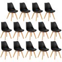 Ver imagem 1 de Conjunto 14 Cadeiras de Jantar Eames Wood Leda Design Estofada - Preto