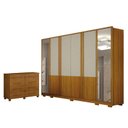 Ver imagem 1 de Guarda Roupa Casal Urban 6 Portas com Espelho Off White com Cômoda San Marino 8 Gavetas Cinamomo – L