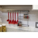 Ver imagem 3 de Suporte Barra 40cm Aço Inox e 12 Ganchos em Aço Cromado