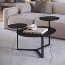Ver imagem 1 de Mesa de Centro 3 Tampos Chanfrada Orgânica Pé Metal Nero/preto 28021