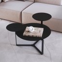 Ver imagem 2 de Mesa de Centro 3 Tampos Chanfrada Orgânica Pé Metal Nero/preto 28021