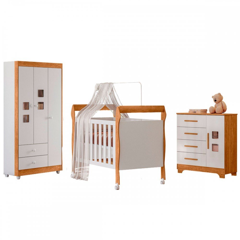 Quarto de Bebê Completo Mila 100% Mdf 4 Portas 6 Gavetas Branco ...