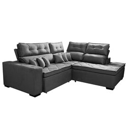 Sofá de Canto 2.60x2.36m Retrátil e Reclinável com Molas Cama inBox Platinum Direito Suede Cinza - 8