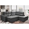 Sofá de Canto 2.60x2.36m Retrátil e Reclinável com Molas Cama inBox Platinum Direito Suede Cinza - 1