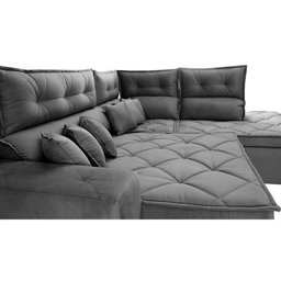 Sofá de Canto 2.60x2.36m Retrátil e Reclinável com Molas Cama inBox Platinum Direito Suede Cinza - 5
