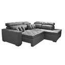Ver imagem 7 de Sofá de Canto 2.60x2.36m Retrátil e Reclinável com Molas Cama inBox Platinum Direito Suede Cinza