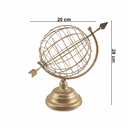 Ver imagem 1 de Globo Giratório Modelo Flecha Enfeite de Mesa em Metal Dourado 26x18 Cm