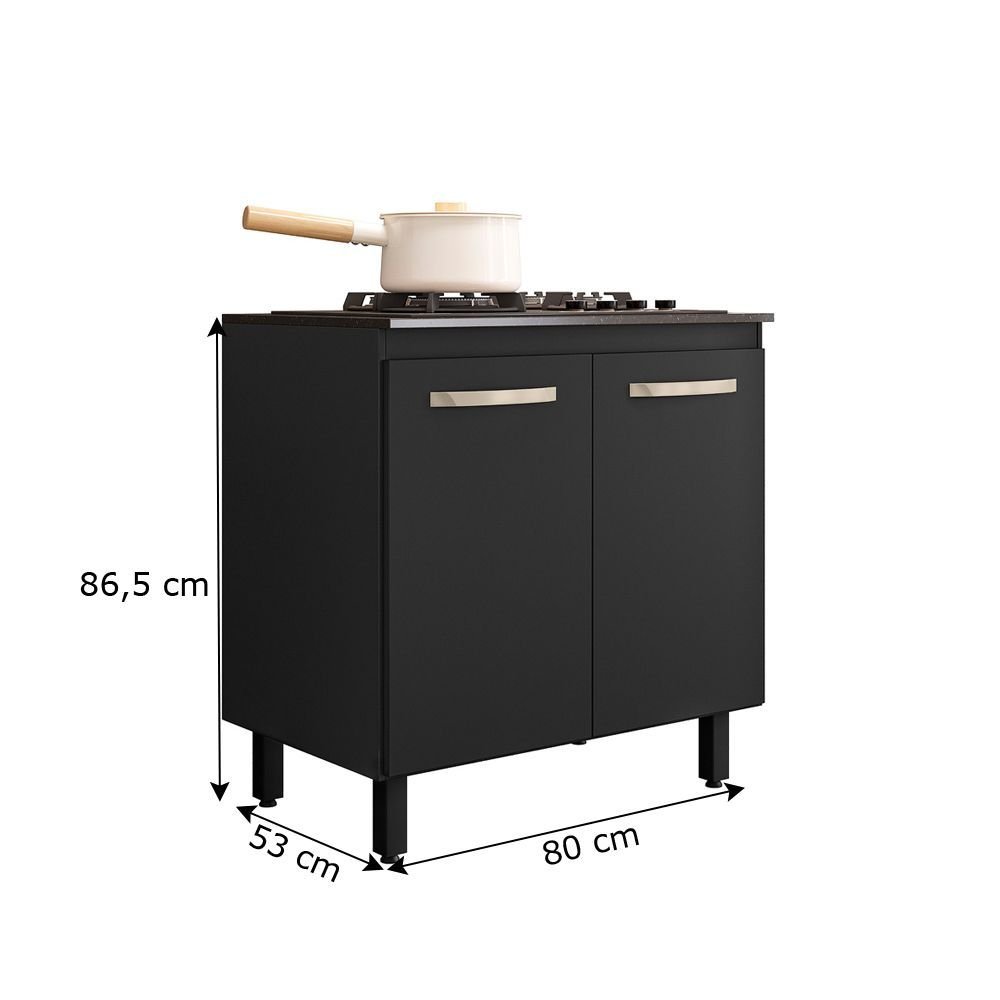 Balcao de Cozinha para Cooktop 80 Cm Chef Preto Nc1 - Ehd - 3