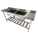 Ver imagem 1 de Pia Aço Inox Industrial 180x60x90 Cm Cuba Dupla Nortinox
