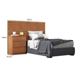 Cabeceira Cama Box Madeirado Solteiro Sollo c/ 1 Mesa Branco - Novo Horizonte - 2