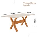 Ver imagem 3 de Mesa para Sala de Jantar Star 220cm Tampo Canto Moeda Laqueado com Vidro