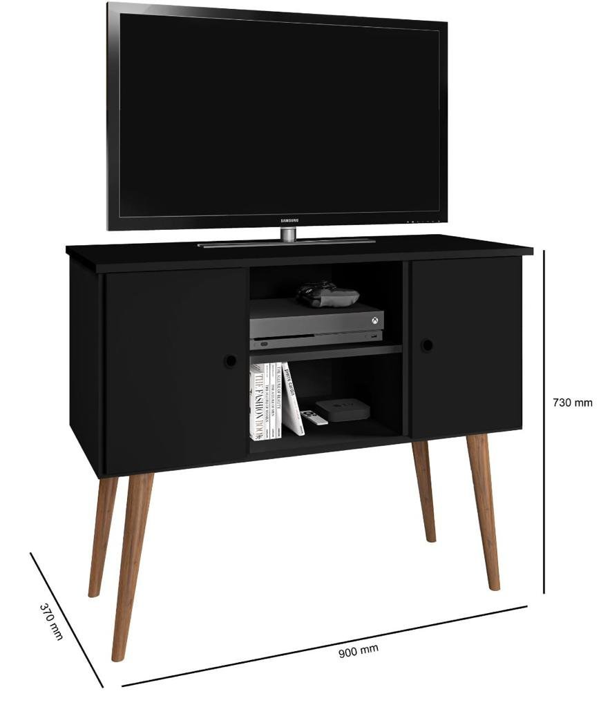 Rack / Mesinha / Estante para Tv com Pés Palito Viena: Preto - 2