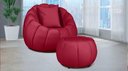 Ver imagem 1 de Kit Poltrona c/ Puff + Almofada Concha Veludo Vermelho
