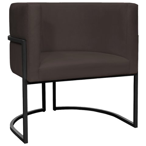 Poltrona Decorativa para Recepção Luna Suede Base de Ferro Preto