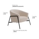 Ver imagem 3 de Poltrona Decorativa Maitê Base Aço Preto Bouclé Off White - Nexta Casa