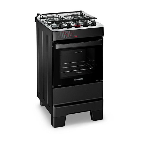 Fogão Esmaltec Ideal Top 4 Bocas 50l Bivolt Preto Inox Acendimento Automático