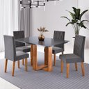 Ver imagem 1 de Conjunto Sala de Jantar 4 Lugares Retangular Tampo MDF Stella Cinza/Mel