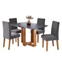 Ver imagem 2 de Conjunto Sala de Jantar 4 Lugares Retangular Tampo MDF Stella Cinza/Mel