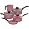 Jogo de Panelas Tramontina Turim 5 Peças em Alumínio Antiaderente Starflon Max Rosa - 1