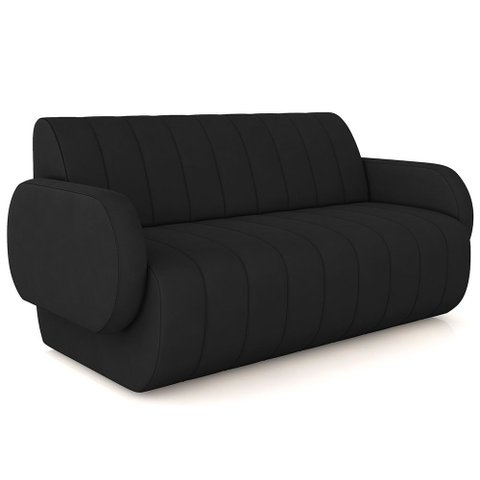 Sofá 3 Lugares Sala Living Orgânico 188cm Fávara K01 Veludo Preto - Lyam Decor