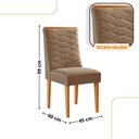 Ver imagem 3 de Mesa de Jantar Copper 180cm Tampo Mdf com 6 Cadeiras Moderna Veludo Capuccino/naturalle/naturalle