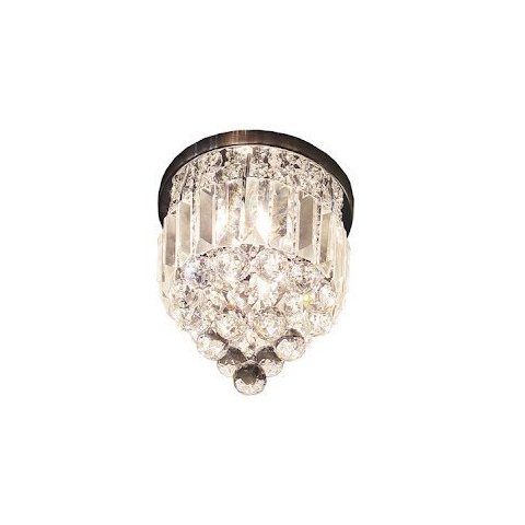 Lustre Plafon Redondo Orvalho Cristal Retângulos 40 cm