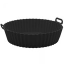 Ver imagem 5 de Forma Redonda de Silicone Preta Air Fryer Preta Lyor com Alça Antiaderente Reutilizável
