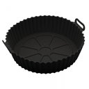 Ver imagem 1 de Forma Redonda de Silicone Preta Air Fryer Preta Lyor com Alça Antiaderente Reutilizável