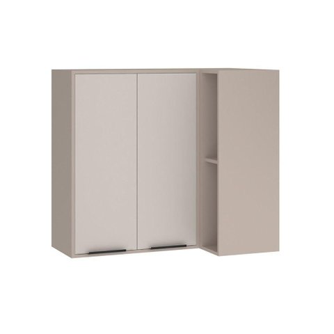 Armário Aéreo Canto Reto 95cm 2 Portas e Nichos Stylo Luciane Móveis Cinammon-beige