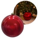 Ver imagem 4 de Kit 2 Bolas de Natal Gigante Vermelha 20cm Tradicional Brilho Espelhado com Cordão para Pendurar