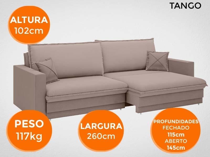 Sofá Tango 2,60M Sem Caixa, Retrátil e Reclinável Velosuede Marrom - Netsofás - 7