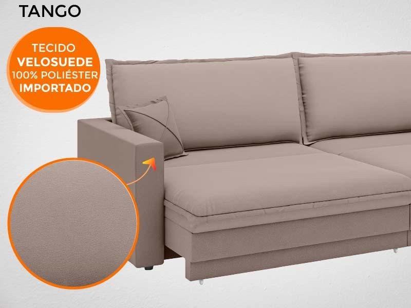 Sofá Tango 2,60M Sem Caixa, Retrátil e Reclinável Velosuede Marrom - Netsofás - 6