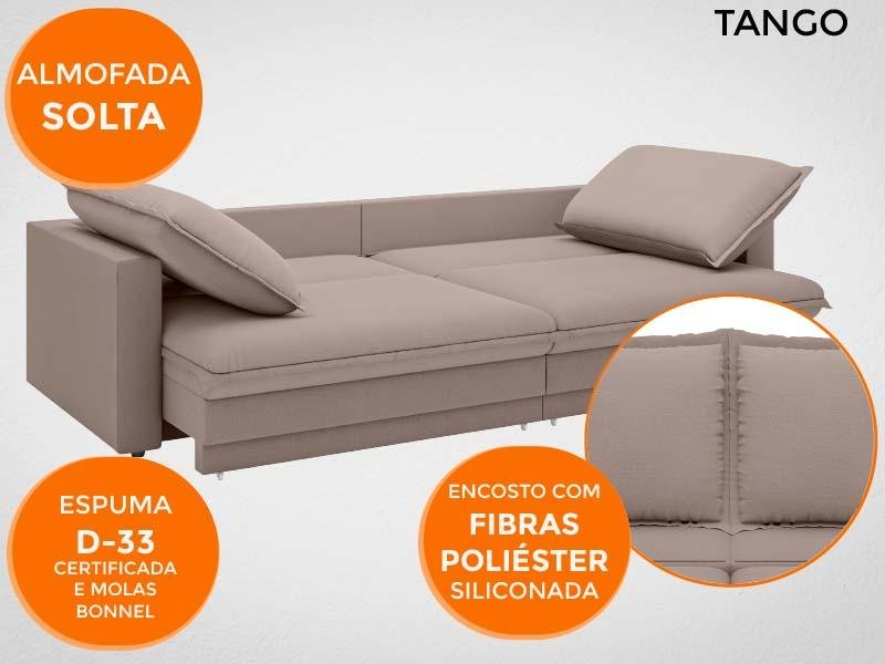 Sofá Tango 2,60M Sem Caixa, Retrátil e Reclinável Velosuede Marrom - Netsofás - 4