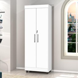 Armário Multiuso Lavanderia Com Chave 2 Portas 1,80M Branco - 5