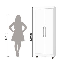 Armário Multiuso Lavanderia Com Chave 2 Portas 1,80M Branco - 2