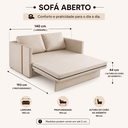 Ver imagem 4 de Sofá Cama Casal Mali 2 Lugares 1,40m Linho Confortável - Bege | Courino