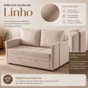 Ver imagem 5 de Sofá Cama Casal Mali 2 Lugares 1,40m Linho Confortável - Bege | Courino